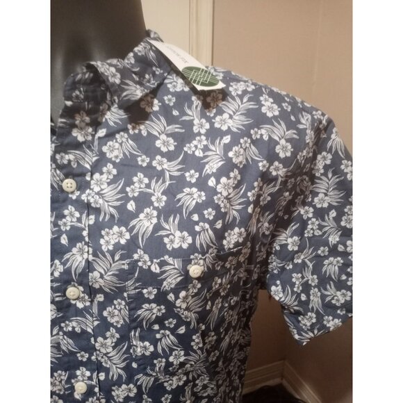 New Hawker Rye Mens Large L Button Down Shirt Blue Floral Cotton Regular Fit NWT - Picture 8 of 14